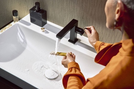 Смеситель для раковины Hansgrohe Tecturis E CoolStart EcoSmart 73020670 матовый черный 73020670