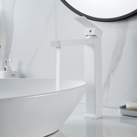 Смеситель для раковины высокий Rose R18C R1811C-1, белый