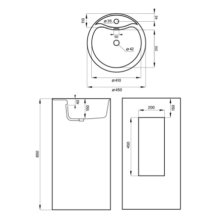 Напольная раковина для ванной Wellsee Chalice Perfection 230615000