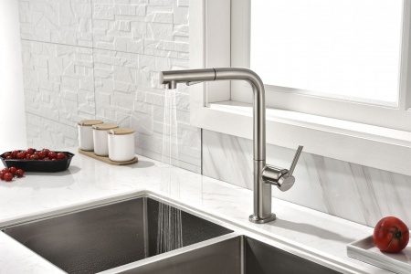 Смеситель для кухни NEO, брашированная сталь, Ne214419-BS, Paulmark