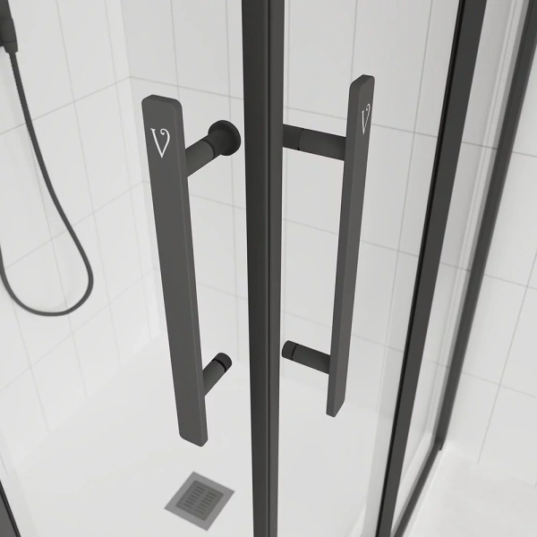 Душевой угол Veconi Evo 300 B, 1000х1000x1950, черный матовый, тонированное матовое стекло