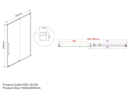 Душевая дверь Vincea Arno VPS-1A150CL, 1500, хром, стекло прозрачное