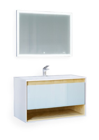 Тумба под раковину Jorno Glass 100 Gla.01.97/P/W белый глянец