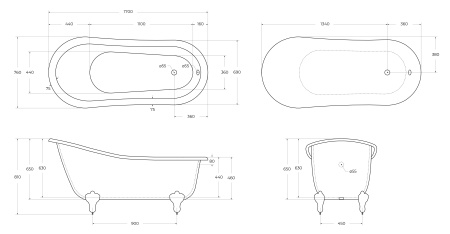 Акриловая ванна BELBAGNO BB06-1700
