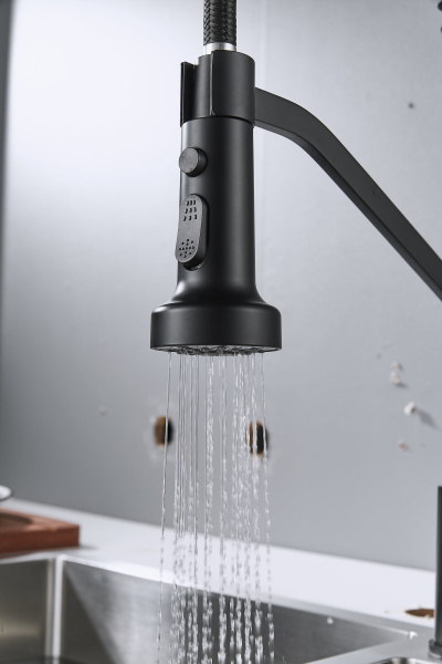 Смеситель для кухни с гибким изливом Shevanik S963H, черный