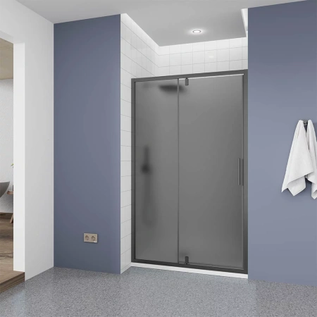 Душевая дверь Veconi Ottimo P20 GR, 1000x1900, графит брашинг, стекло тонированное матовое