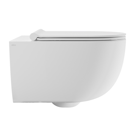 Alice Унитаз Unica 520х350, подвесной, безободковый, смыв aliflush+, белый глянцевый (без сиденья)