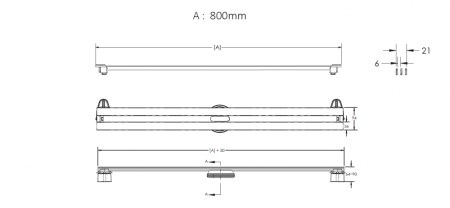 Желоб BERGES водосток SUPER Slim 800 золото глянец S-сифон D50/105 H50 вертикальный