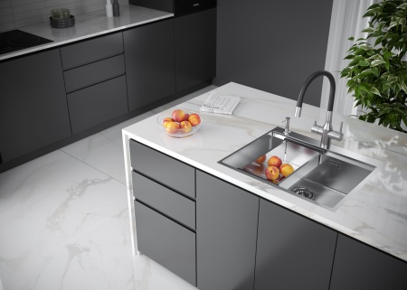 Смеситель для кухни SALIX, брашированная сталь, Sa213419-BS, Paulmark