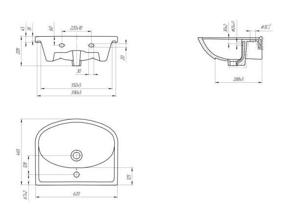 Раковина мебельная Cersanit ERICA 60, S-UM-ERI60/1-w