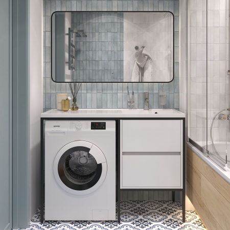 Раковина STWORKI Флом SFnS1200R на стиральную машину, с кронштейном