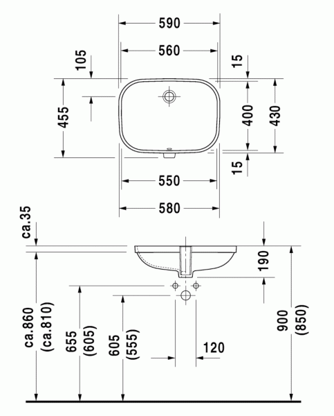 Раковина Duravit D-Code 0338560000 60 см белая