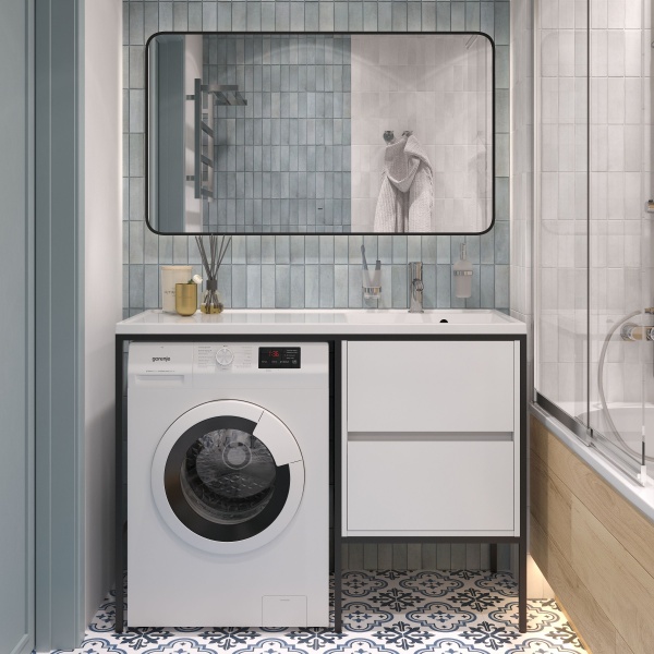 Раковина STWORKI Флом SFnS1200R на стиральную машину, с кронштейном