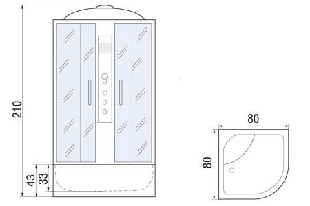 Душевая кабина River DESNA XL 80/43 MT, 80x80x230
