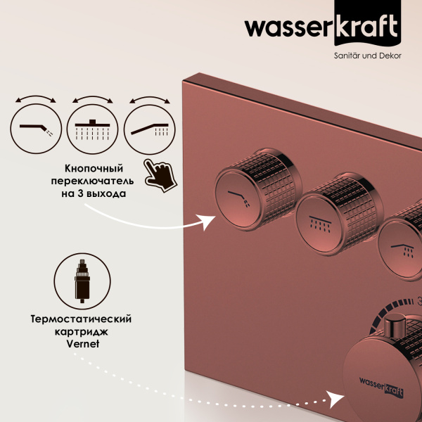 Asphe 7748 Thermo Термостатический смеситель для ванны и душа WasserKRAFT