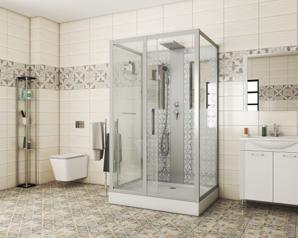 Душевая кабина Niagara Luxe NG-7711WBK 90x120х210, низкий поддон, стенки белые, без крыши