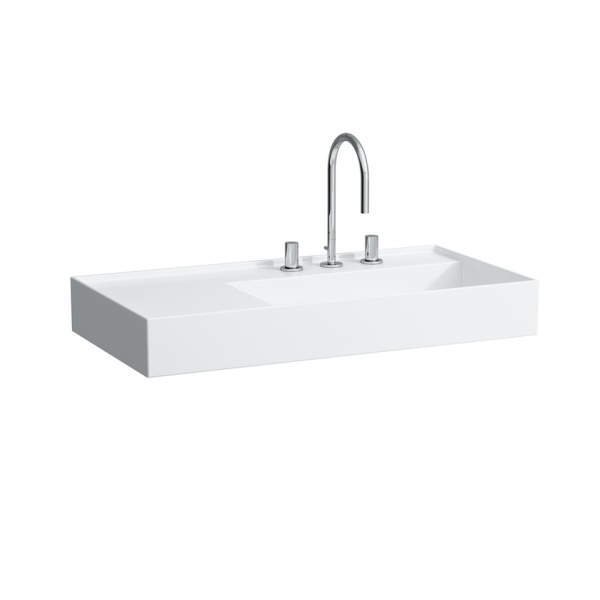 Подвесная раковина Kartell by laufen 90х46х12 см, отверстие для смесителя, без перелива, SaphirKeramik 8.1033.9.000.111.1