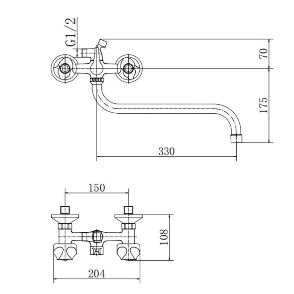 Смеситель для ванны FASHUN A2226-2, хром
