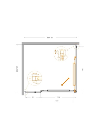 Душевой уголок CEZARES LUX-AH-FS-11-110/100-C-CR