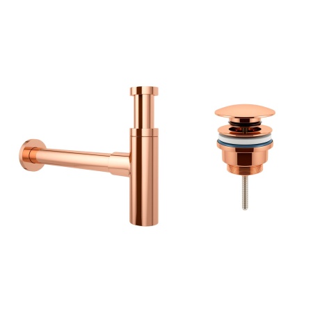 Набор 2 в 1 Wellsee Drainage System 182122003, сифон для раковины, донный клапан, розовое золото