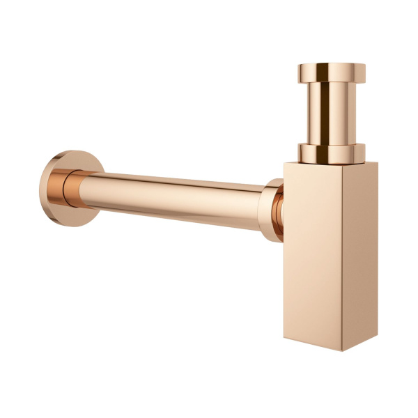 Раковина для ванной Wellsee Calin 201000984 в наборе 3 в 1: овальная раковина белого глянцевого цвета, сифон, донный клапан в цвете розовое золото