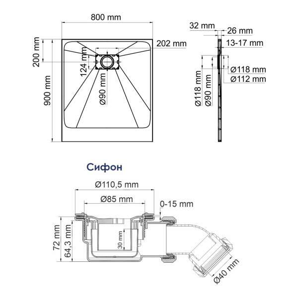 Душевой поддон WasserKRAFT Elbe 74T20