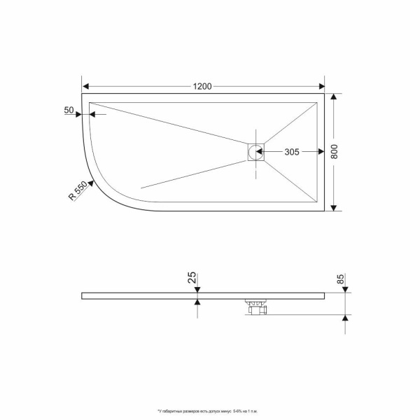 Душевой поддон асимметричный RGW ST/AR-W Белый