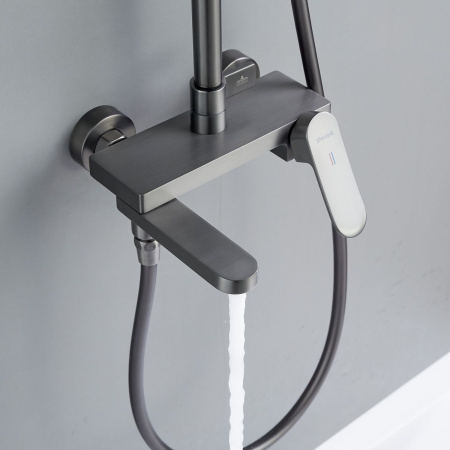 Душевая система Shevanik S4536T, оружейная сталь