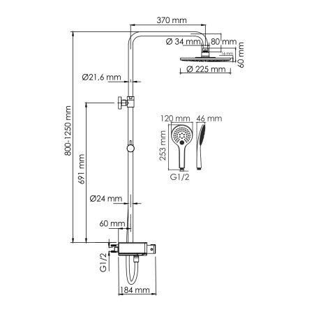 A113.067.155.CH Thermo Душевой комплект WasserKRAFT с термостатическим смесителем