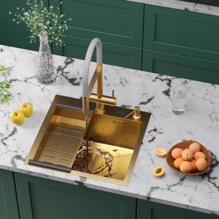 Кухонная мойка RoxenBath Simple 50 PVD зернистое золото