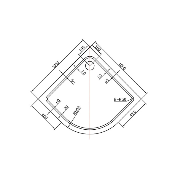 Поддон для душа акриловый Vincea VST-2AQ-1010, 1000*1000*135, сифон Ф90 с гидрозатвором