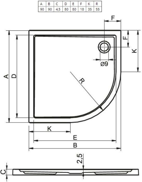 Душевой поддон Riho Zurich 280 DA8800500000000 90x90