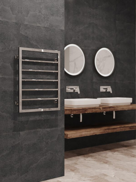 Полотенцесушитель водяной Stinox Corsa 500x700, нижнее подключение, хром, 1/2" ВР (внутренняя резьба), 5 перекладин