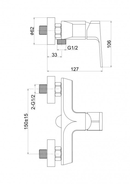 Смеситель для душа Cersanit WISLA однорычажный, 63057