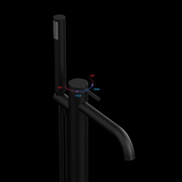 Смеситель для ванны напольный Vincea Desire VTF-1DMB с регулятором Естьвления, однорычажный, черный