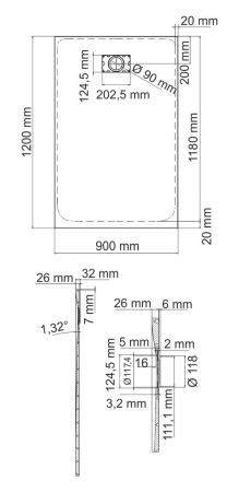 Душевой поддон WasserKRAFT Leine 35T07