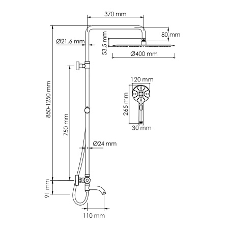 A188.117.127.087.CH Thermo Душевой комплект WasserKRAFT с термостатическим смесителем