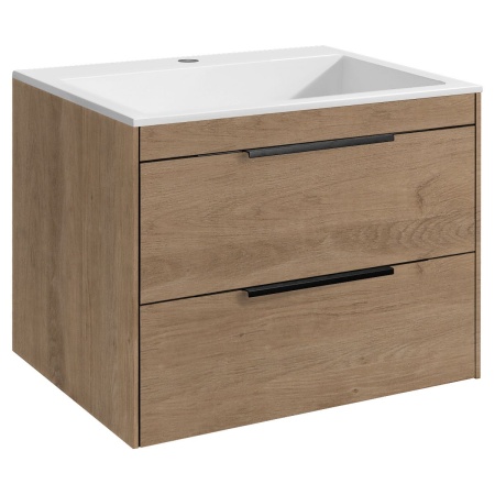 Тумба под раковину Vincea Chiara 2D 600 подвесная, 2 выкатных ящика soft-close, N.Oak