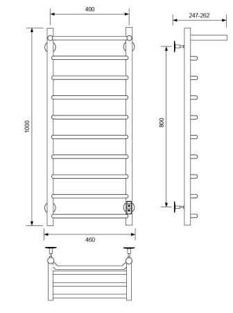 Полотенцесушитель электрический с/т Comfysan Скола (Scola) EC-10 100/40 с полкой, хром