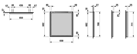 Зеркало Frame 25 65х70 см, с алюминиевой рамкой 4.4740.3.900.144.1