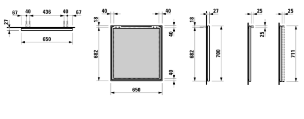 Зеркало Frame 25 65х70 см, с алюминиевой рамкой 4.4740.3.900.144.1