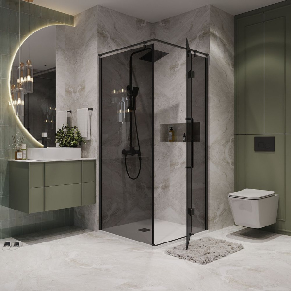 Душевое ограждение  Niagara Nova  NG-2832-34BLACK (100*100*195) квадрат, двери распашные