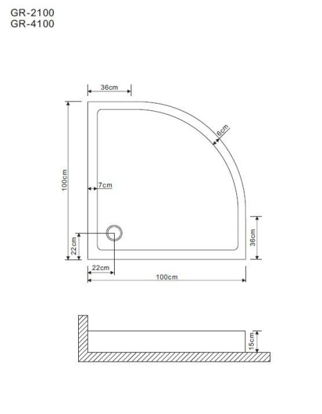 Поддон Grossman GR-119210020 100x100x15 полукруг для GR-2100, 4100