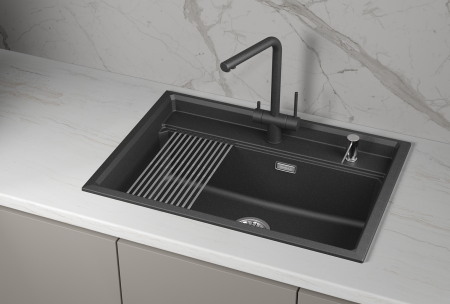 Мойка для кухни Granula Kitchen Space 7301i черный, 73х51 см, прямоугольная