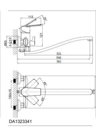 Смеситель для ванны D&K Rhein Lessing DA1323341