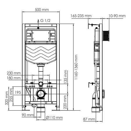 Система инсталляции для унитазов WasserKRAFT Aller 10TLT.010.ME
