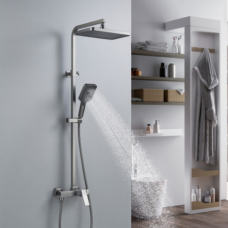 Душевая система Shevanik S4636T, оружейная сталь