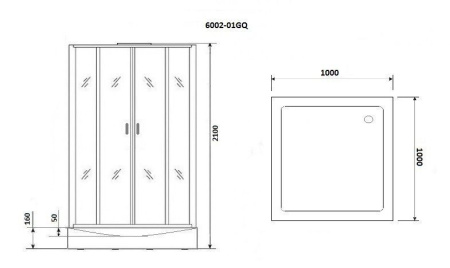 Душевая кабина Niagara Premium NG-6002-01GQ 100х100х210, низкий поддон 16 см, стекло прозрачное
