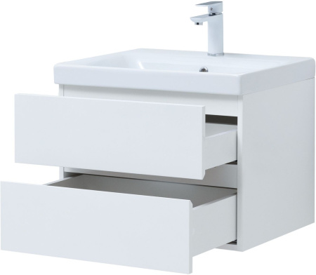 Тумба под раковину Aquanet Беркли 60 белый глянец (2 ящика)