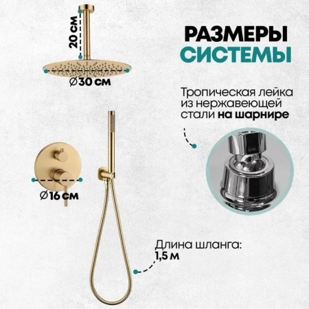 Душевая система скрытого монтажа Grocenberg GB5099MG-4 Золото матовый